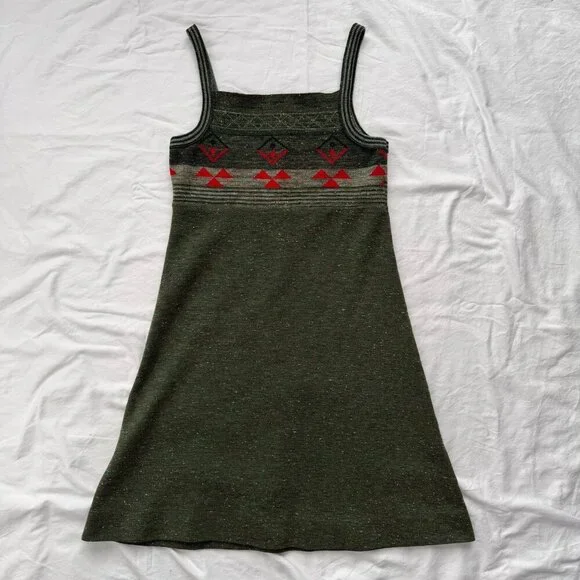 VINTAGE 70s Sleeveless A-Line Sweater Dress Small - Picture 6 of 16